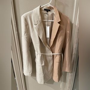 Colorblock Belted Blazer - Small - Beige/Khaki (Never worn - still has tags!)